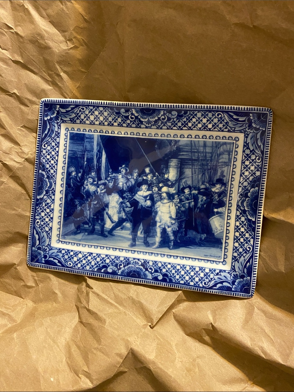 Vintage Delft Oblong Tray Rembrandt’s Night Watch